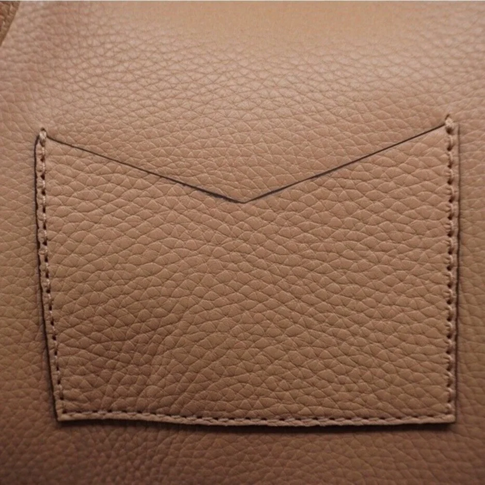 Michael Kors Pebbled Leather Drawstring Backpack Tan Beige MK Logo M‎ Chic 36
